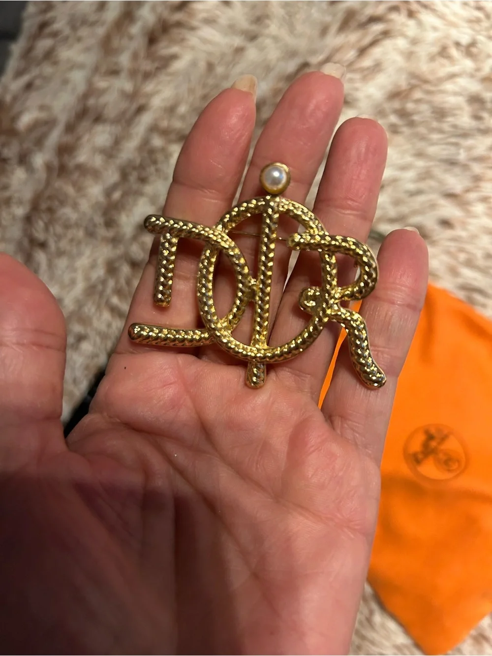 Gold Monogram D Pin Brooch - new